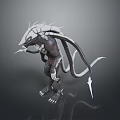 Sci-Fi Creature Character Design With Spikes Tentacles Sharp Blades And Dark Metallic Texture 3d model