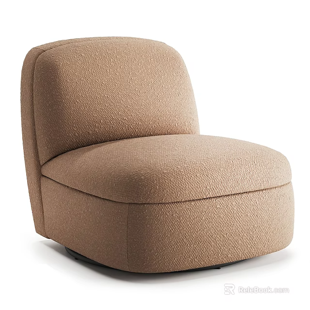 Comfortable Beige Fabric Single Sofa With Modern Curved Design And Soft Cushion 3d model 