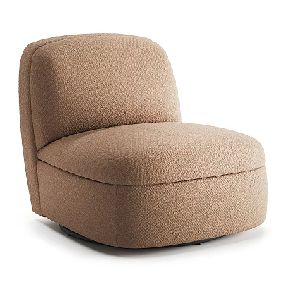 Comfortable Beige Fabric Single Sofa With Modern Curved Design And Soft Cushion 3d model