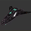 Black Sci Fi Spaceship With Detailed Metallic Structure And Futuristic Design