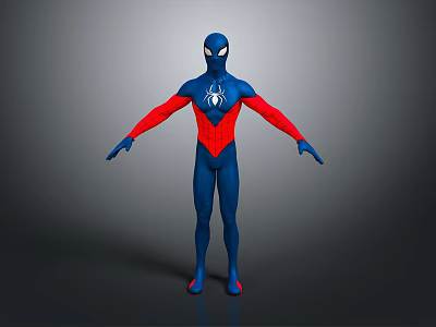 Spider Man Costume 3D Model With Blue Red Suit And Chest Spider Logo 3d model