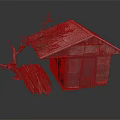 Weathered Wooden House Exterior With Rustic Metal Roof Stacked Planks And Dead Branch