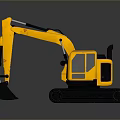 Yellow Functional Construction Vehicle Excavator With Crawler Tracks Front Bucket Operator Cabin 3d model