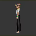 Ethnic Character With Colorful Headdress White Top Black Long Skirt And Green Bracelet