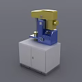 Laboratory Scientific Equipment With Blue And Yellow Design On White Cabinet