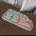 Cute Three Rabbit Shaped Decorative Carpet with Green Red Patterns for Bedroom Floor 3d model