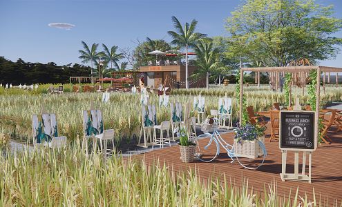 Modern Farm Country Park Holiday Wooden House Nature Classroom Rice Field Restaurant Post Station Rice Rape Flower Net Red Farm Country Landscape Gallery 3d model