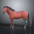 Chestnut Horse 3D Model With Black Mane Blue Eyes And Blue Leg Markings