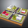 Detailed Miniature City Model With Colorful Buildings Roads Vehicles Trees And Street Lamps