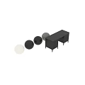 Modern Black Desk With Slatted Doors Rectangular Top And Storage Cabinets