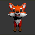 Cartoon Fox Game Movie Character With Big Eyes Orange Fur And White Tail Tip