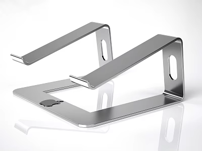 Sturdy Dual Arm Metal Laptop Stand With Apple Logo Desktop Design 3d model