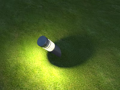 Outdoor Light Brightly Shining on Green Grass Casting Warm Glow with Black Housing 3d model