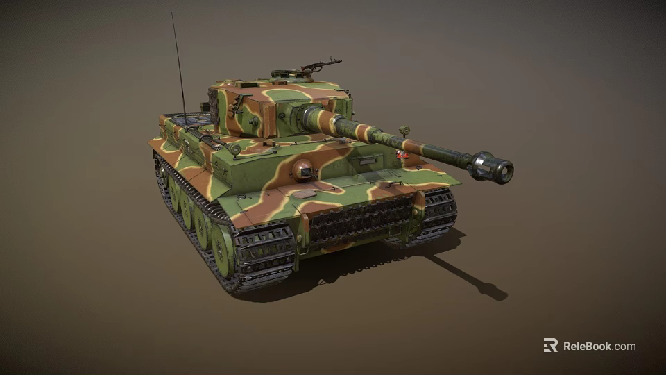 3D Rendered Military Tank With Camouflage Paint Gun Barrel Tracks And Antenna 3d model 