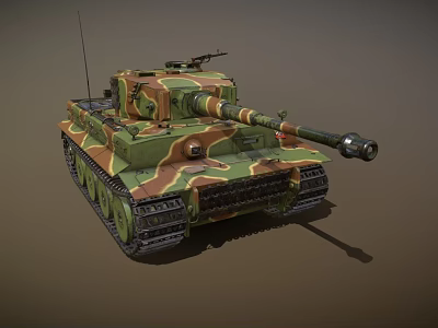 3D Rendered Military Tank With Camouflage Paint Gun Barrel Tracks And Antenna 3d model
