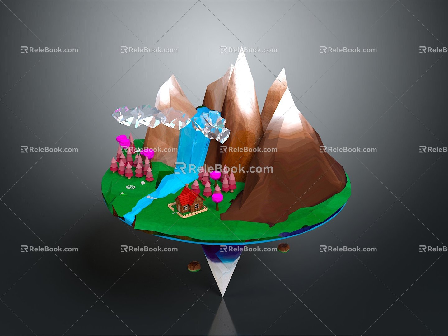 Tourist Scenic Area Waterfall Scenic Area Cave Mountain Cave Cave Cave Realistic 3d model