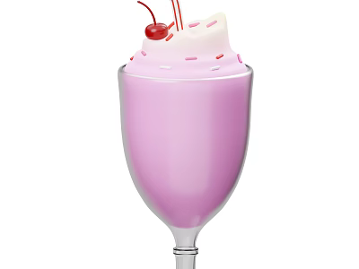 Delicious Purple Milkshake Topped With Whipped Cream Cherry And Colorful Sprinkles 3d model
