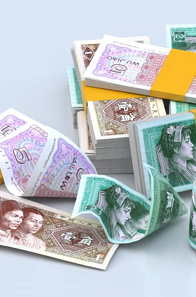 Colorful Household Paper Towels Rolled And Stacked In Green Purple Hues 3d model