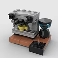 Building Block Coffee Machine and Grinder with Brown Black Base Design 3d model