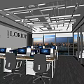 Modern public office area 3d model