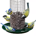 Green Metal Bird Feeder With Perching Birds For Garden Decoration