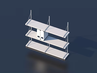 Modern Display Shelf with White Shelves Metal Frame and Multiple Storage Layers 3d model