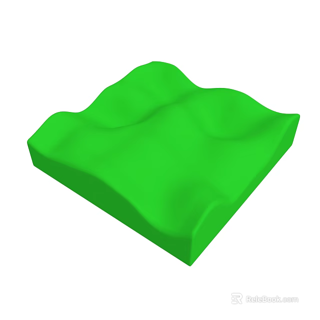Green Decorative Block With Wavy Surface And Smooth 3D Design 3d model
