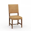 Brown Upholstered Dining Chair with Solid Wood Legs and Classic Design 3d model