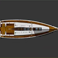 White Model Sailboat With Single Mast And Wooden Deck Water Vehicle Design