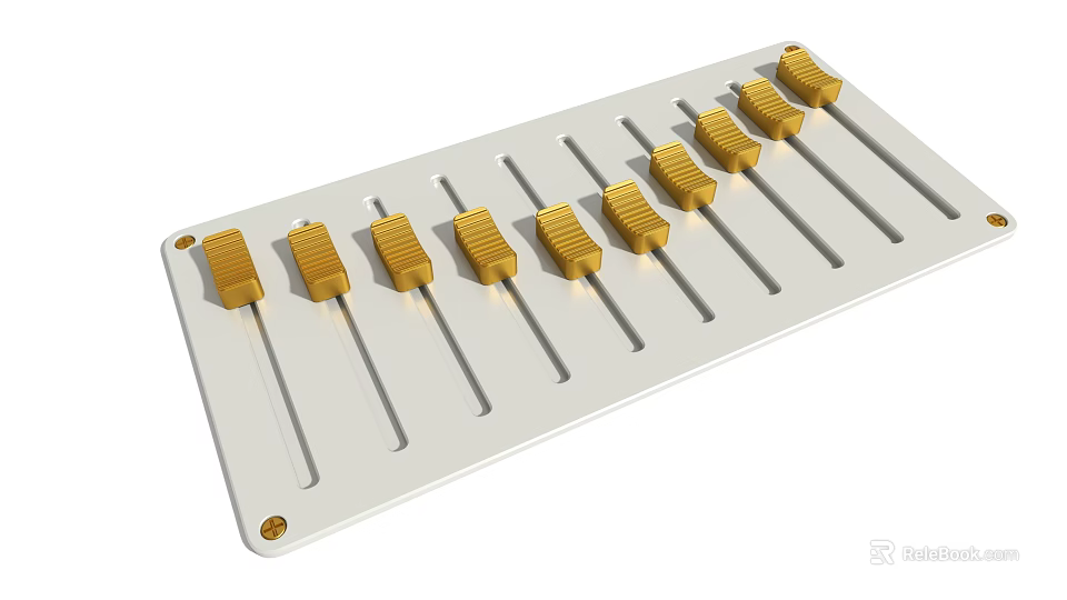 Hardware Tools Featuring Golden Components Arranged on White Mounting Plate 3d model 