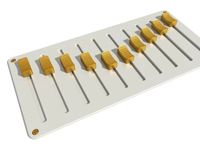 Hardware Tools Featuring Golden Components Arranged on White Mounting Plate 3d model