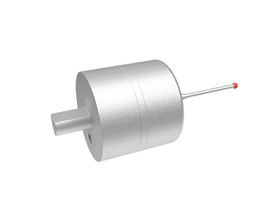 Silver Cylindrical Mechanical Equipment With Shaft And Red Tip Component 3d model