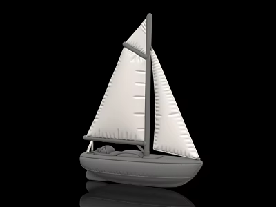 Inflatable Sailboat Model With White Sail And Gray Hull Design 3d model