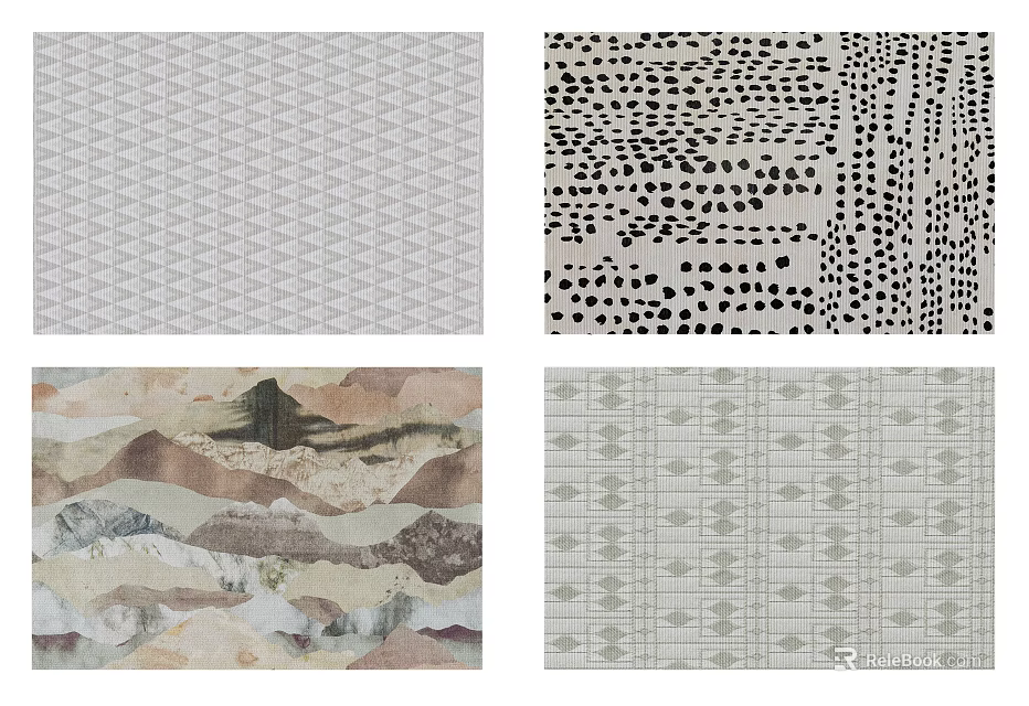 Stylish Square Rugs Featuring Geometric Dot Nature And Textured Patterns For Home Decor 3d model