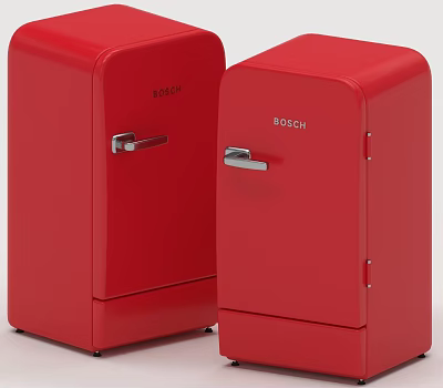 Two Stylish Red Bosch Refrigerators and Freezers for Modern Kitchen Use 3d model