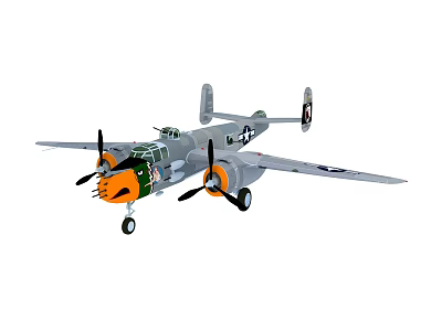 Twin Engine Fighter Plane With Propellers Shark Mouth Nose Art And US Air Force Insignia 3d model