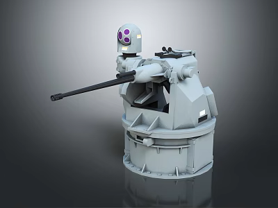 Detailed Mechanical Robot Turret with Purple Eyes Long Barrel and Structure 3d model Detailed Mechanical Robot Turret with Purple Eyes Long Barrel and Structure 3d model