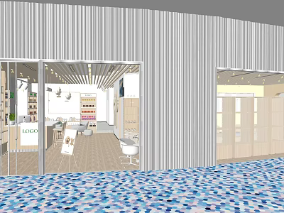 Modern Mall Store Front With Glass Doors And Bright Interior Display Area 3d model