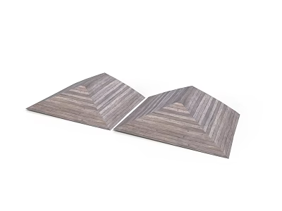 Two Triangular Wooden Texture Decorative Pieces With Layered Design For Interior 3d model