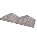 Two Triangular Wooden Texture Decorative Pieces With Layered Design For Interior