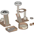 Solid Wood Cat Climbing Rack Cat Nest Vertical Cat Scratch Board Dog Bowl Cat Bowl Dog Basin Cat Basin Cat Litter Basin Cat Toy Cat Tree Integrated Cat Scratch Column 3d model