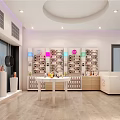 Bright Specialty Store Interior With Shelves Displayed Products And Decorative Lighting