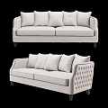 Light Colored Fabric Sofa With Multiple Cushions Elegant Armrests And Modern Design Details 3d model