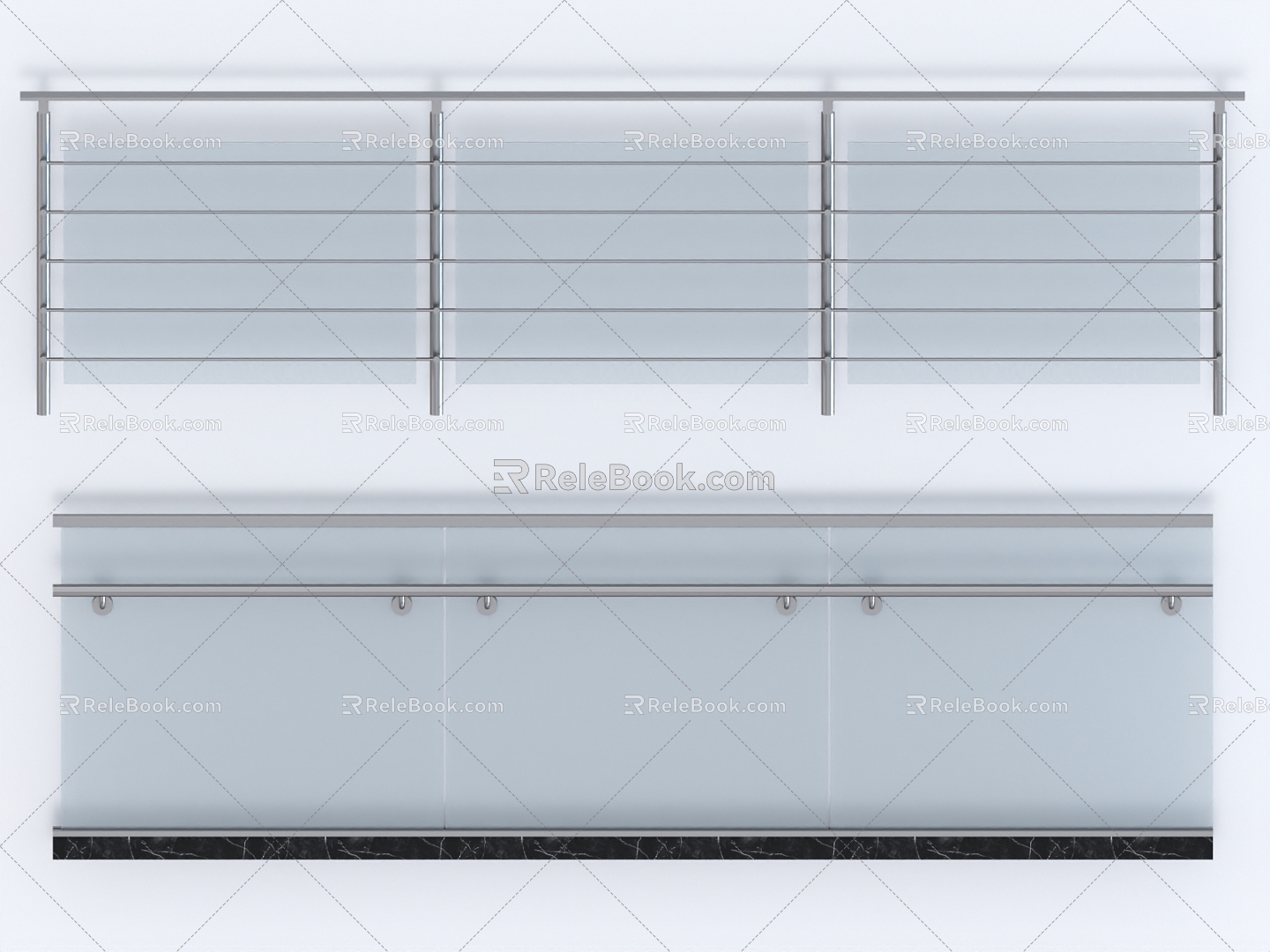 Railing Fence Guardrail Handrail Fence Glass Railing 3d model