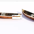 Two Vintage Wooden Boats with Reddish Brown Finish and Classic Design