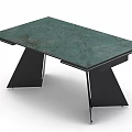 Modern Green Marble Top Dining Table With Black Metal Legs Design