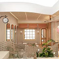 Yoga Studio Interior With Hammock Seats Mirrors Green Plants And Wooden Floor