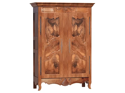 Traditional Wooden Decorative Cabinet With Carved Details Wood Grain And Double Doors 3d model