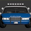 Blue NYPD Police Car With Roof Lights And Side Patrol Logo