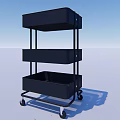 Portable Three Tier Green Storage Cart With Wheels And Drawer Design